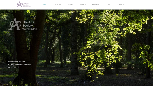 Screenshot of the The Arts Society Wimbledon website