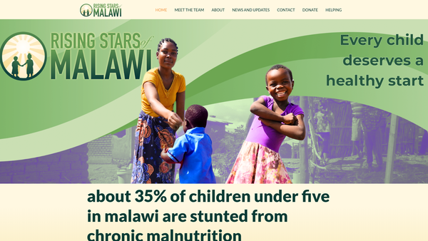 Screenshot of the Rising Stars Of Malawi website
