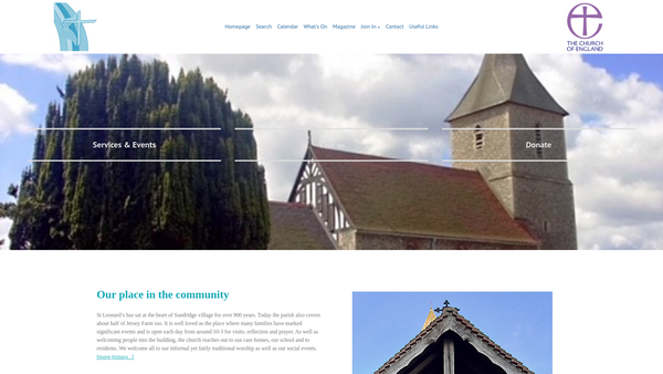 Screenshot of the The Parochial Church Council Of The Ecclesiastical Parish Of St Leonard's Sandridge In The Diocese Of St Albans website