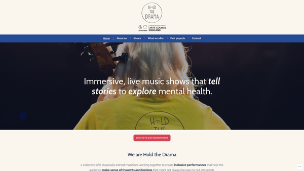 Screenshot of the Hold The Drama website