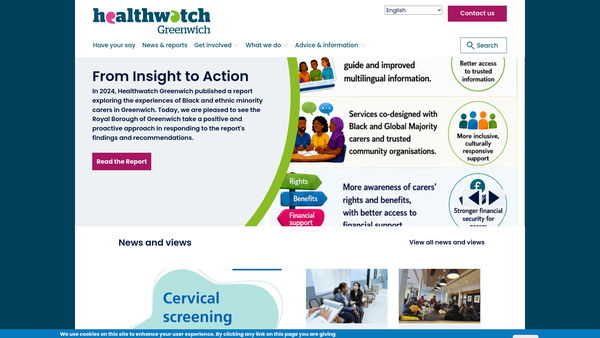 Screenshot of the Healthwatch Greenwich Limited website