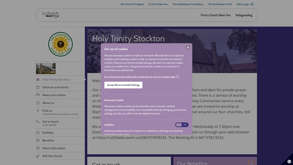 Screenshot of the The Parochial Church Council Of The Ecclesiastical Parish Of Holy Trinity, Stockton On The Forest, In The Diocese Of York website