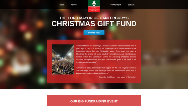 Screenshot of the The Lord Mayor Of Canterbury's Christmas Gift Fund website