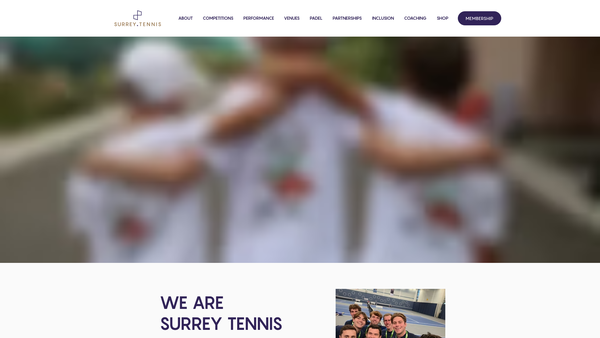 Screenshot of the Surrey Tennis website