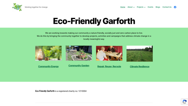 Screenshot of the Eco Friendly Garforth website
