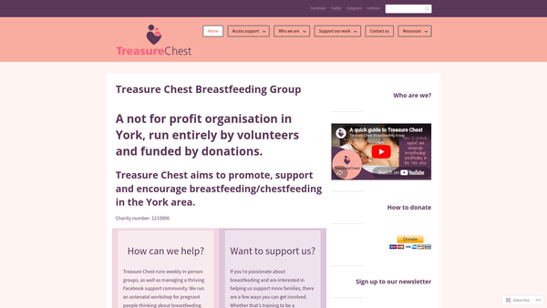 Screenshot of the Treasure Chest Breastfeeding York website