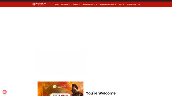 Screenshot of the Mahanaim City Church Ltd website