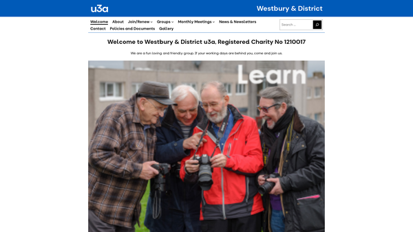 Screenshot of the Westbury & District U3A website
