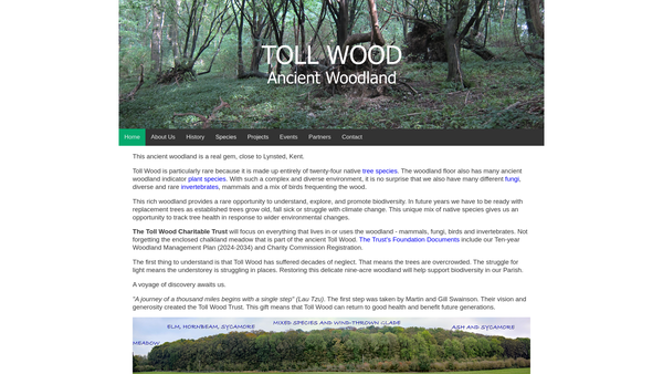 Screenshot of the The Toll Wood Trust website