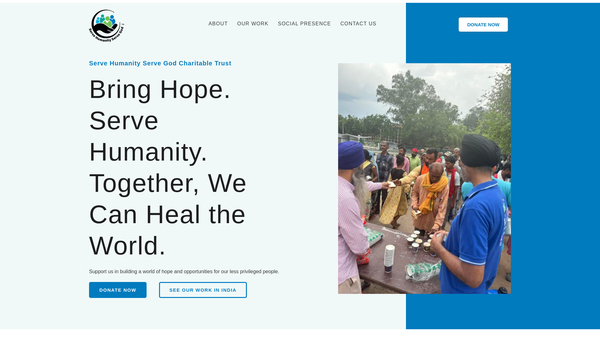 Screenshot of the Serve Humanity Serve God Charitable Trust UK website