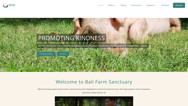 Screenshot of the Bali Farm Sanctuary UK website
