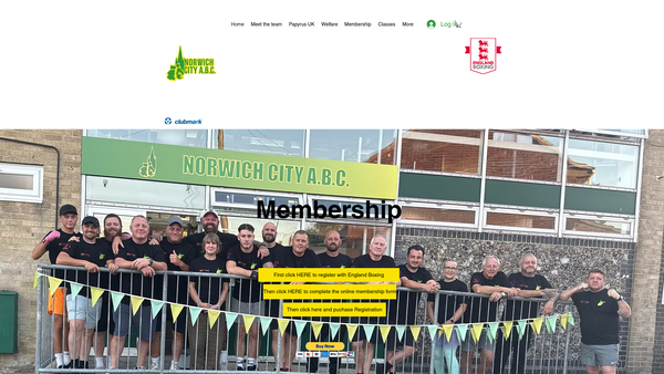 Screenshot of the Norwich City Amateur Boxing Club (Ncabc) website