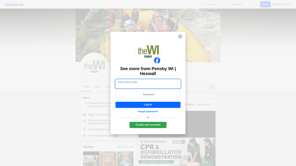 Screenshot of the Pensby WI website
