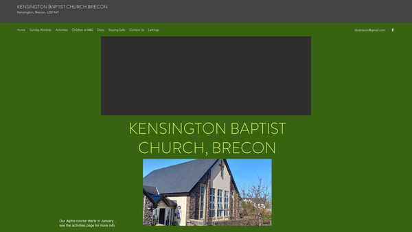 Screenshot of the Kensington Baptist Church, Brecon website