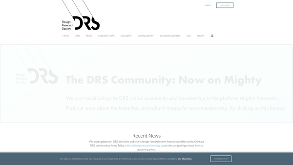 Screenshot of the The Design Research Society website