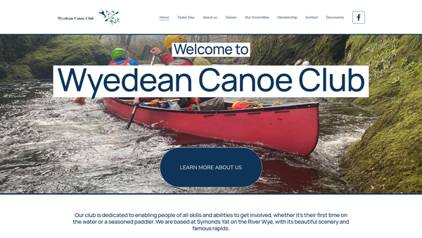Screenshot of the Wyedean Canoe Club website