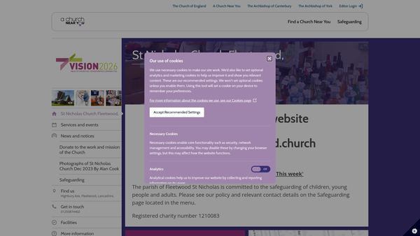 Screenshot of the The Parochial Church Council Of The Ecclesiastical Parish Of St Nicholas Fleetwood In The Diocese Of Blackburn website