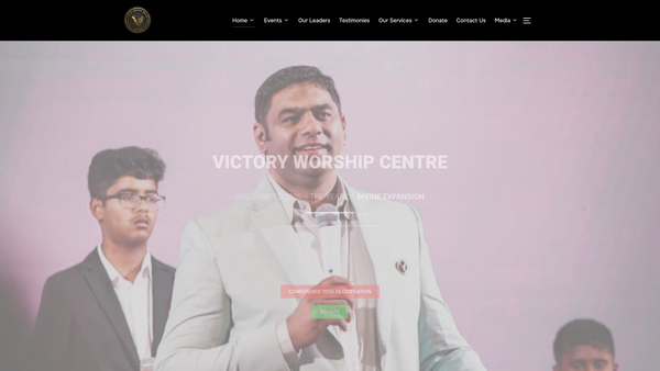 Screenshot of the Victory Worship Centre Oxford website