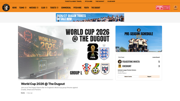 Screenshot of the Folkestone Invicta FC Community Trust website