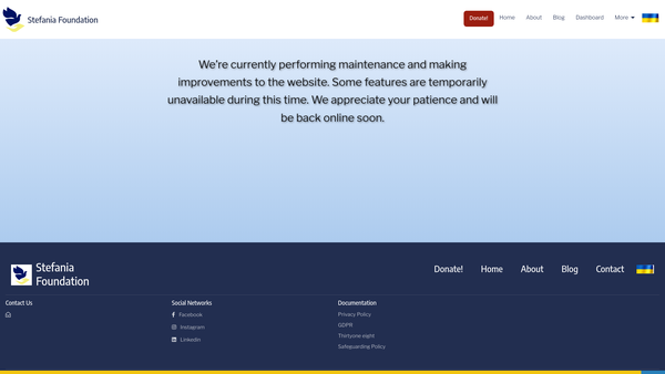 Screenshot of the Stefania Foundation website