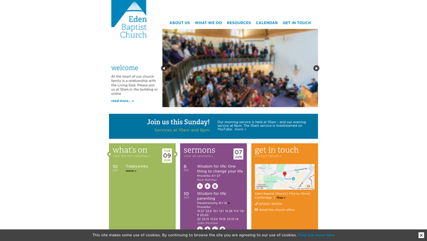 Screenshot of the Eden Baptist Church website