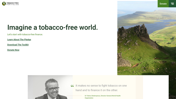 Screenshot of the Tobacco Free Portfolios UK website