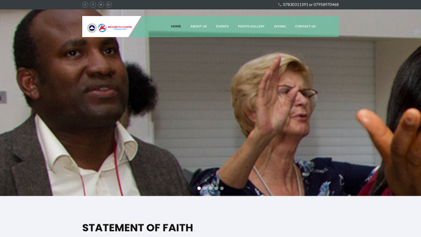 Screenshot of the Rccg Rehoboth Chapel Basingstoke website