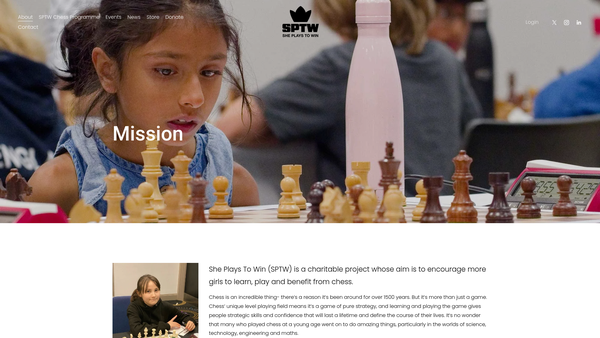 Screenshot of the She Plays To Win website