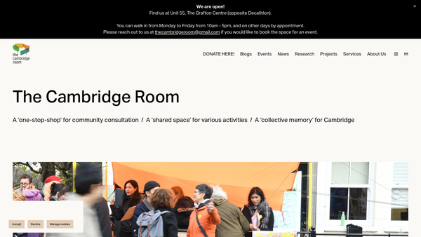 Screenshot of the The Cambridge Room website