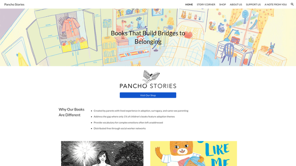 Screenshot of the Pancho Stories website
