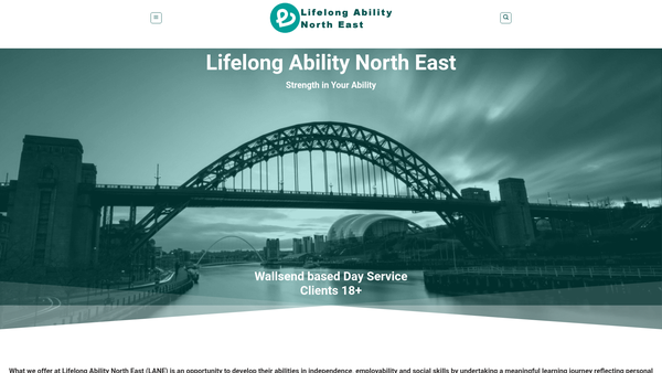 Screenshot of the Lifelong Ability North East (Lane) website