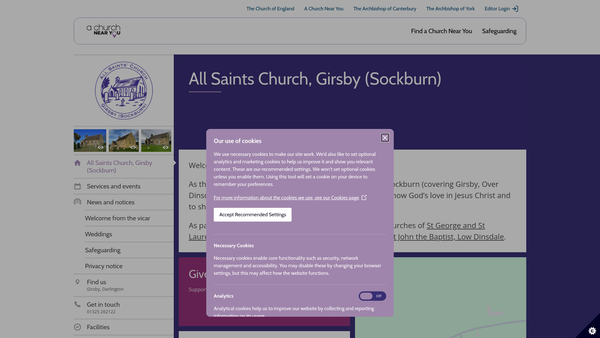 Screenshot of the The Parochial Church Council Of The Ecclesiastical Parish Of Sockburn In The Diocese Of Durham website