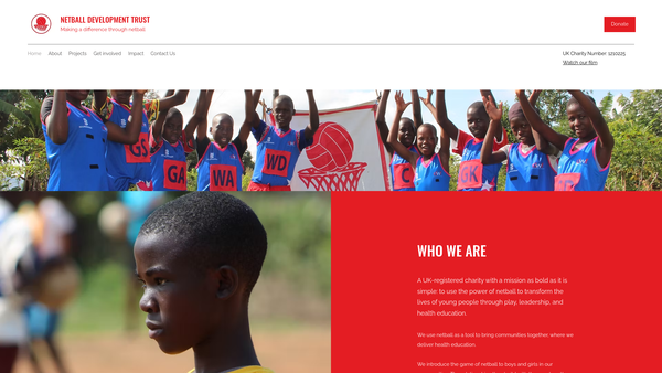 Screenshot of the Netball Development Trust website