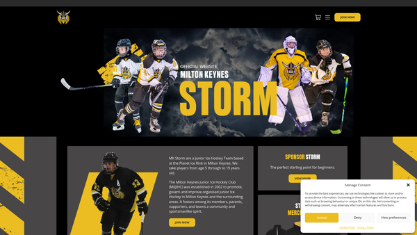 Screenshot of the Milton Keynes Junior Ice Hockey Club website