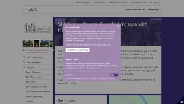 Screenshot of the The Parochial Church Council Of The Ecclesiastical Parish Of Armitage website