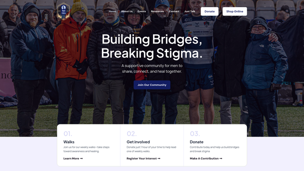 Screenshot of the Back And Forth Men's Mental Health website