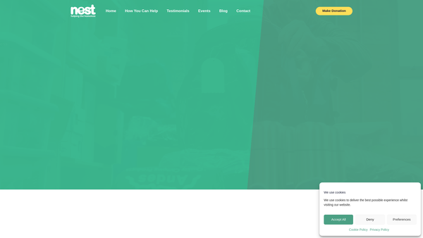 Screenshot of the Nest Helping The Homeless website