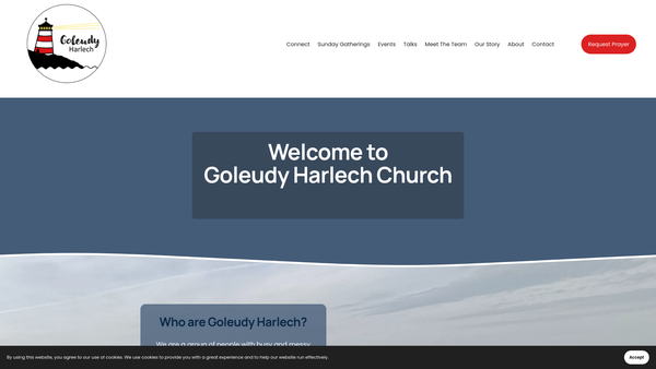Screenshot of the Goleudy Harlech Church website
