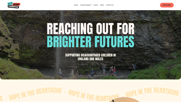 Screenshot of the Alfie Nick Foundation website