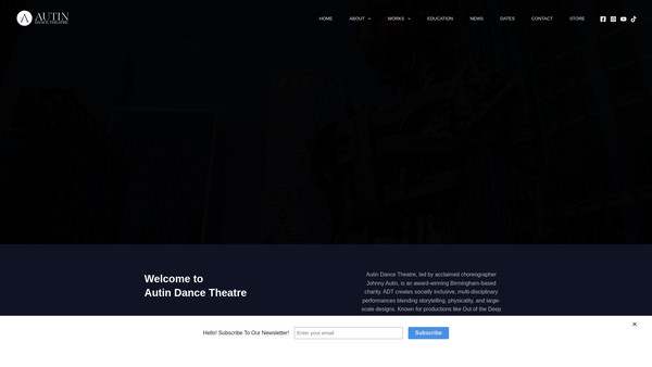 Screenshot of the Autin Dance Theatre CIO website