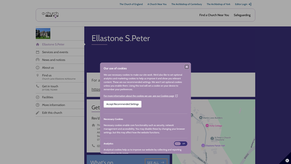 Screenshot of the The Parochial Church Council Of The Ecclesiastical Parish Of Ellastone With Stanton website