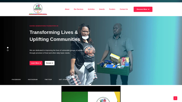 Screenshot of the Saving Generations Foundation website