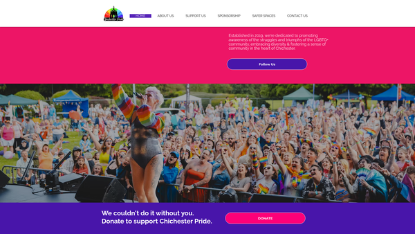 Screenshot of the Chichester Pride website