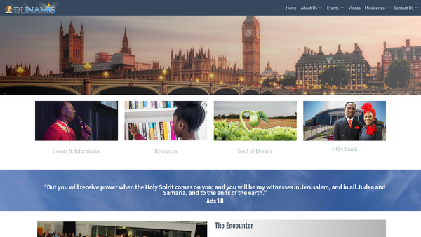 Screenshot of the Dunamis International Gospel Centre UK website