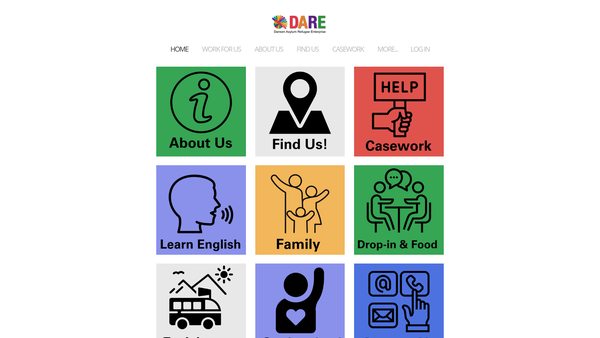 Screenshot of the Darwen Asylum Refugee Enterprise (Dare) website