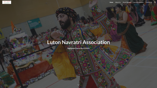 Screenshot of the Luton Navratri Association website