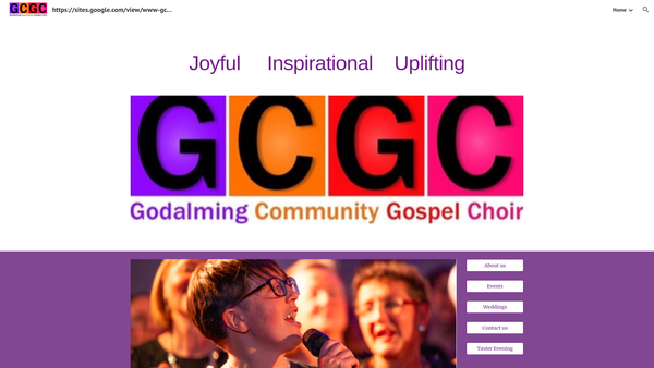 Screenshot of the Godalming Community Gospel Choir website