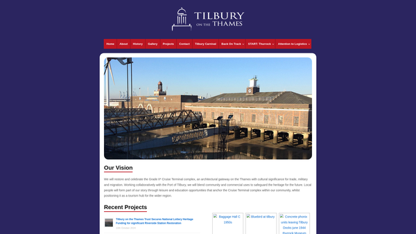 Screenshot of the Tilbury On The Thames Trust website