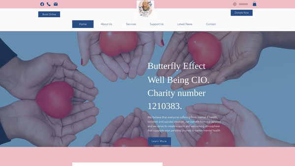 Screenshot of the Butterfly Effect Wellbeing website