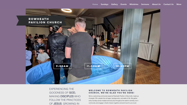 Screenshot of the Rowheath Pavilion Church website